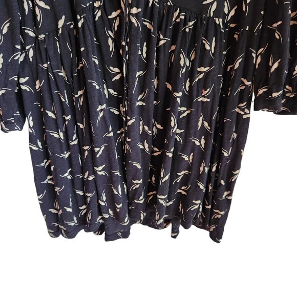 Anthropologie Maeve Shirt Women's XL Black Winona Babydoll Tunic Butterfly Print - Picture 3 of 12